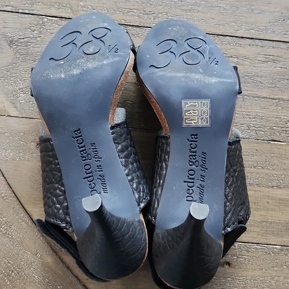 Pedro Garcia Women's Black Pebbled Leather Willy-ts Heels 38 1/2 - Picture 3 of 8